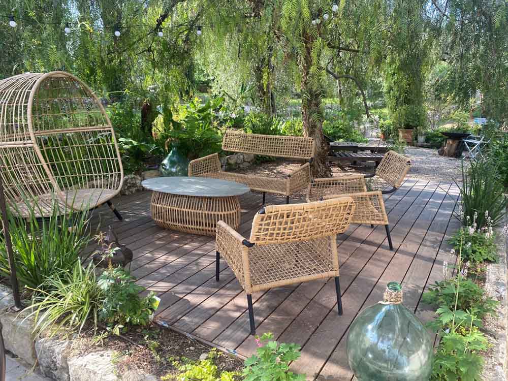 wooden terrace in the shade